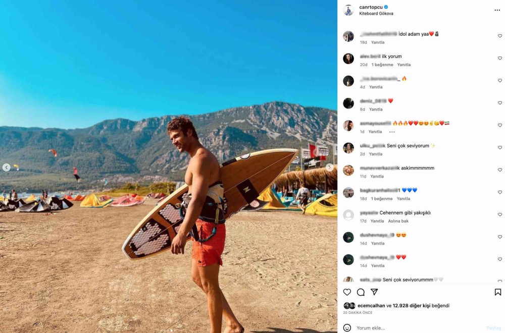 caner topcu nun kite surf paylasimi gundem oldu cehennem gibi yakisikli